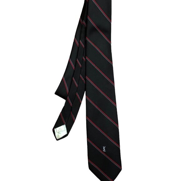 VINTAGE Yves Saint Laurent Tie Black/Red - Picture 4 of 7